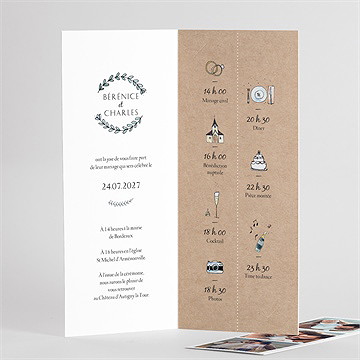 Faire-part mariage avec programme photomaton - Intérieur du faire-part