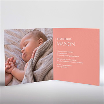 Faire-part naissance sobre et chic dorure - Intérieur du faire-part