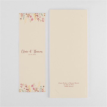 Faire-part mariage élégance champêtre photomaton - Dos du faire-part