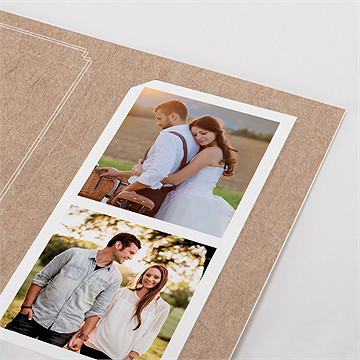 Faire-part mariage kraft en folie photomaton - Détail du faire-part