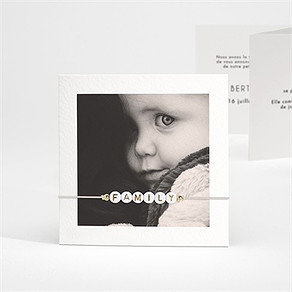 Faire-part naissance portrait intimiste bracelet