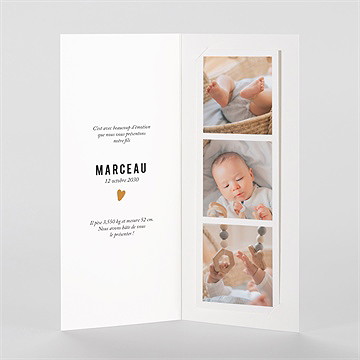 Faire-part naissance etincellant photomaton - Intérieur du faire-part