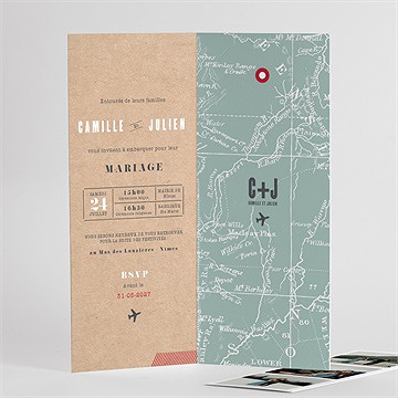 Faire-part mariage voyage voyage photomaton - Détail de l'intérieur