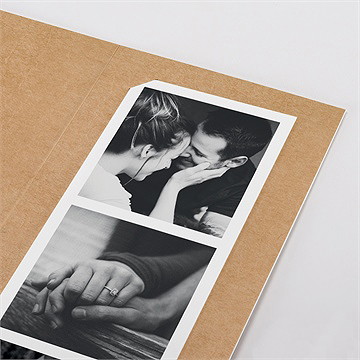 Faire-part mariage photomaton kraft - Détail du faire-part