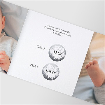 Faire-part naissance etincellant accordéon - Détail du faire-part