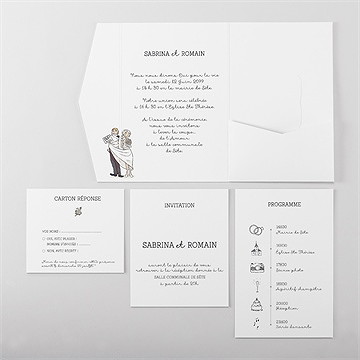 Faire-part mariage mariage original pocketfold - Vue d'ensemble intérieur