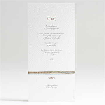 Menu mariage son eclat - Dos du menu