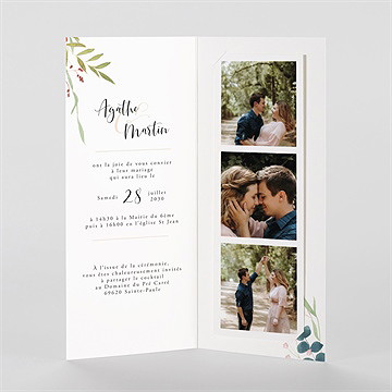 Faire-part mariage bouquet ardent photomaton - Intérieur du faire-part
