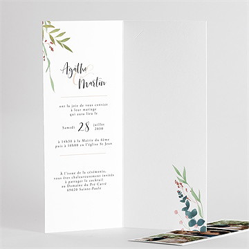 Faire-part mariage bouquet ardent photomaton - Intérieur du faire-part