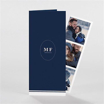 Faire-part mariage bleu romantique photomaton