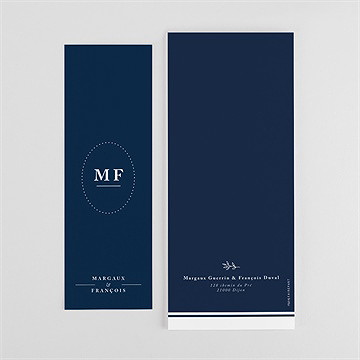 Faire-part mariage bleu romantique photomaton - Dos du faire-part