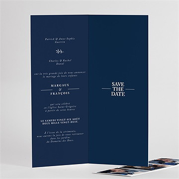 Faire-part mariage bleu romantique photomaton - Intérieur du faire-part 2