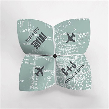 Faire-part mariage voyage voyage cocotte - Vue du dessus