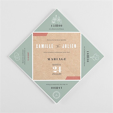 Faire-part mariage voyage voyage cocotte - Intérieur de la cocotte pliée