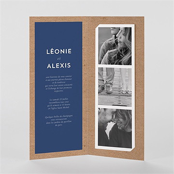 Faire-part mariage uniques empreintes photomaton - Intérieur du faire-part