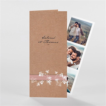 Faire-part mariage lierre grimpant photomaton