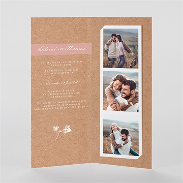 Faire-part mariage lierre grimpant photomaton - Intérieur du faire-part