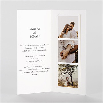 Faire-part mariage mariage original photomaton - Intérieur du faire-part