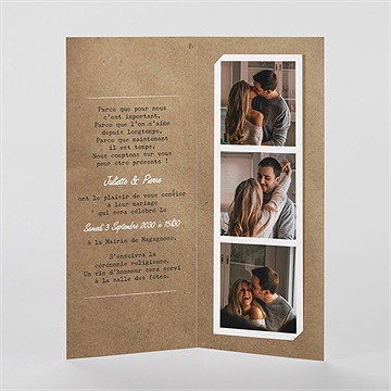 Faire-part mariage nos empreintes photomaton - Intérieur du faire-part