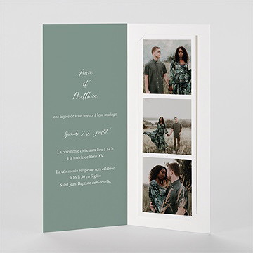 Faire-part mariage gravure champêtre photomaton - Intérieur du faire-part