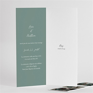 Faire-part mariage gravure champêtre photomaton - Détail de l'intérieur