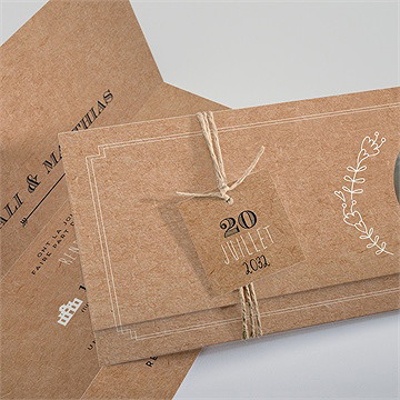 Faire-part mariage kraft vintage pochette