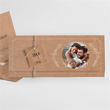 Faire-part mariage kraft vintage pochette - Vue d'ensemble
