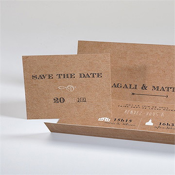 Faire-part mariage kraft vintage pochette - Vue de l'intérieur