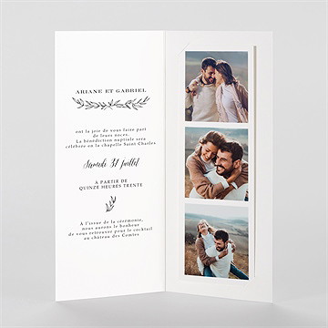 Faire-part mariage douce harmonie photomaton - Intérieur du faire-part
