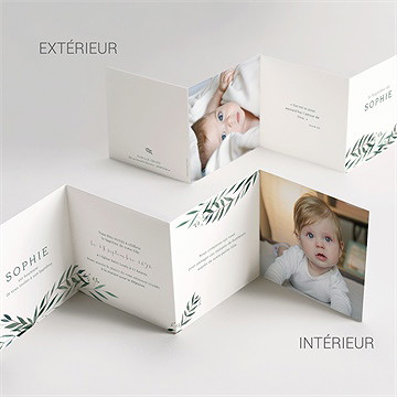 Faire-part de baptême jolie annonce accordéon - Vue d'ensemble