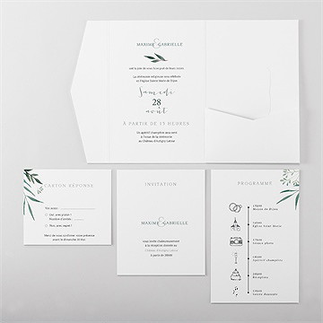 Faire-part mariage douceur du pinceau pocketfold - Vue d'ensemble intérieur