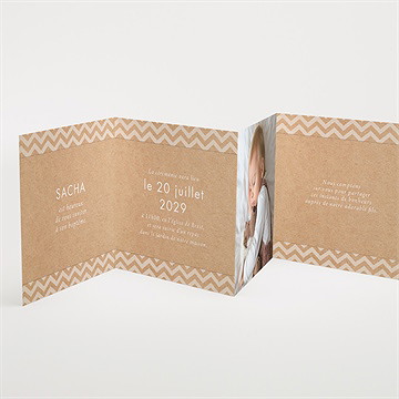 Faire-part de baptême farandole de kraft accordéon - Intérieur du faire-part