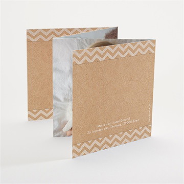 Faire-part de baptême farandole de kraft accordéon - Dos du faire-part