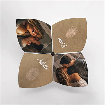 Faire-part mariage nos empreintes origami - Vue du dessus