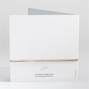 Faire-part mariage gravure champêtre carré plié - Dos du faire-part