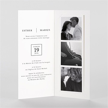 Faire-part mariage liés pour toujours photomaton - Intérieur du faire-part