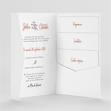 Faire-part mariage douceur champetre pocketfold - Intérieur du faire-part