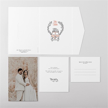 Faire-part mariage douceur champetre pocketfold - Vue d'ensemble extérieur