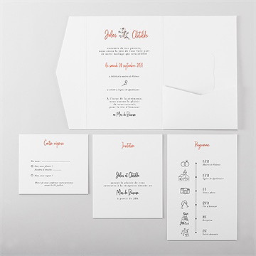 Faire-part mariage douceur champetre pocketfold - Vue d'ensemble intérieur