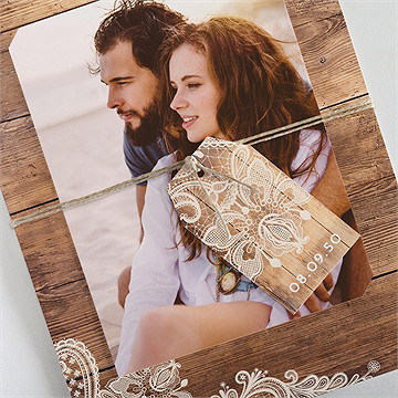 Faire-part mariage boisé superposition - Détail du faire-part