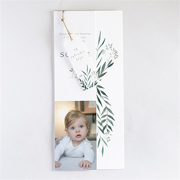 Faire-part de baptême jolie annonce champêtre trio - Faire-part assemblé