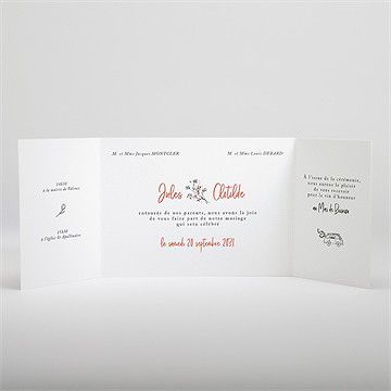 Faire-part mariage douceur champetre 2 volets - Intérieur du faire-part