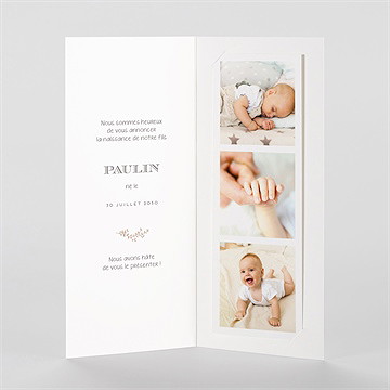 Faire-part naissance kraft & co photomaton - Intérieur du faire-part