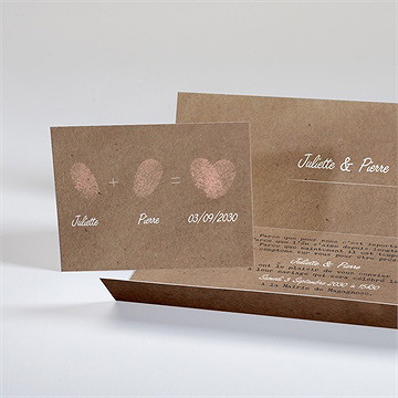 Faire-part mariage nos empreintes pochette - Intérieur du faire-part