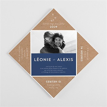 Faire-part mariage uniques empreintes origami - Intérieur de la cocotte pliée