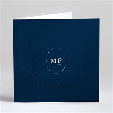 Faire-part mariage bleu romantique gaufrage