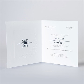 Faire-part mariage bleu romantique gaufrage - Intérieur du faire-part