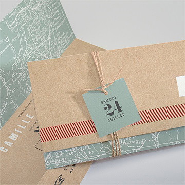 Faire-part mariage voyage voyage pochette