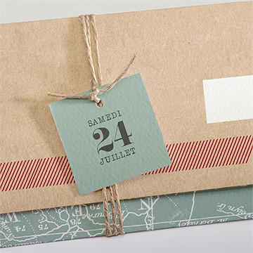 Faire-part mariage voyage voyage pochette - Détail du faire-part