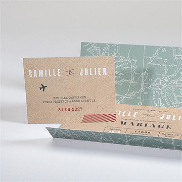 Faire-part mariage voyage voyage pochette - Intérieur du faire-part